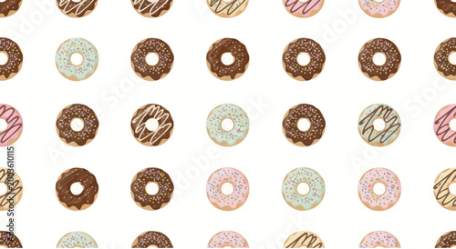 Colorful Donuts Pattern Background - Sweet Bakery Food
