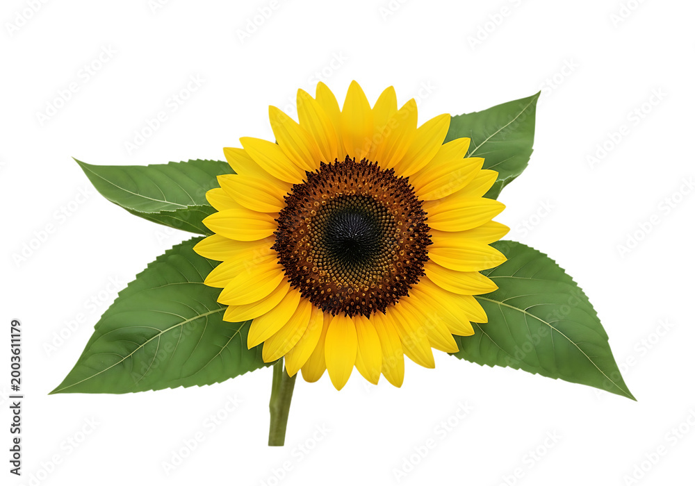 Obraz premium Vibrant sunflower close up isolated on transparent background detailed floral portrait
