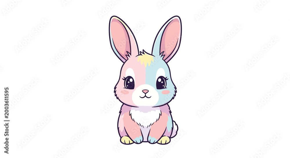 Fototapeta premium Cute Cartoon Rabbit Sitting Down.