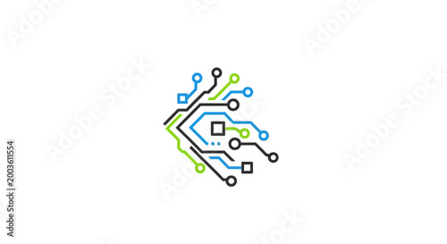 Colorful circuit board design element.