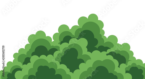 Vibrant green bush foliage with soft rounded leaves against a white background.