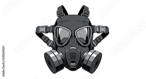 Black Gas Mask Protective Equipment.