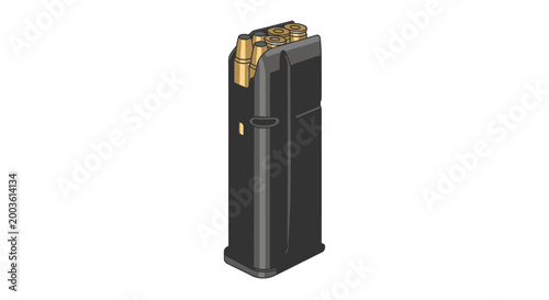 Black pistol magazine with bullets.