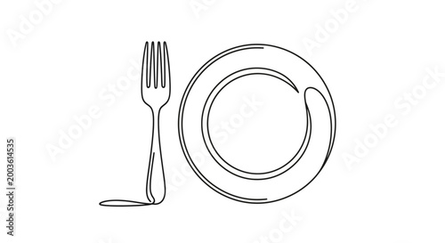 Fork and Plate Setting Tableware.