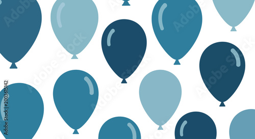 Floating Blue Balloons Seamless Pattern - Celebration, Party, Festive Background