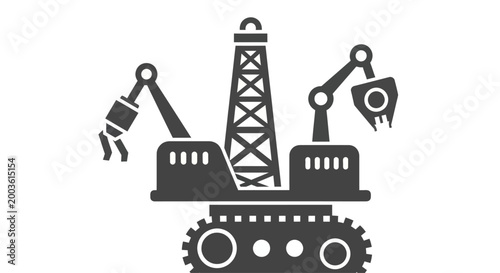 Oil Rig Drilling Machine Icon Vector Illustration