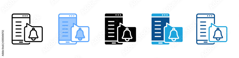 Obraz premium Notification web icon with multiple style collection