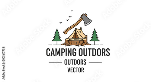 Camping outdoors vector logo design.