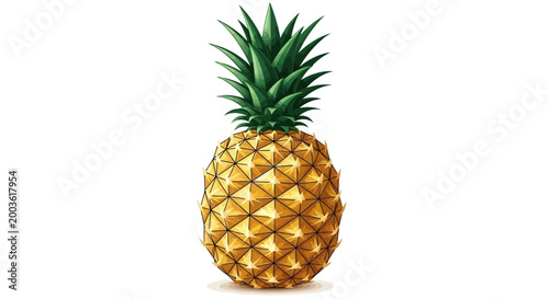 Fresh Pineapple Fruit Isolated on White.