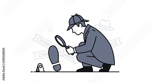 Man in hat examines evidence closely.