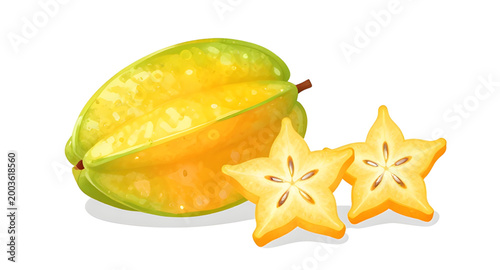 Photos starfruit illustration, carambola fruit design, averrhoa carambola fruit, tropic