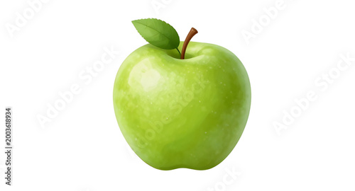 Schilderij op canvas granny smith apple illustration, green apple fruit, fresh tart apple, crisp juic