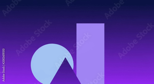 Free Download Abstract Geometric Shapes Composition on Purple Gradient Background - GFXLoad