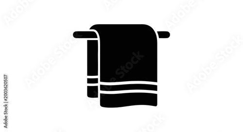 Vector illustration of towel hanging on rail icon on a transparent background