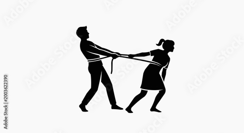 One Person Pulling the Other Emotional Dependency and Toxic Relationship Concept White Background