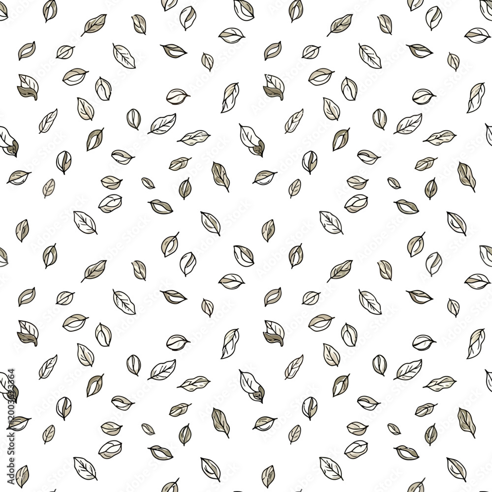 Naklejka premium Seamless pattern with hand drawn sketch style leaves.