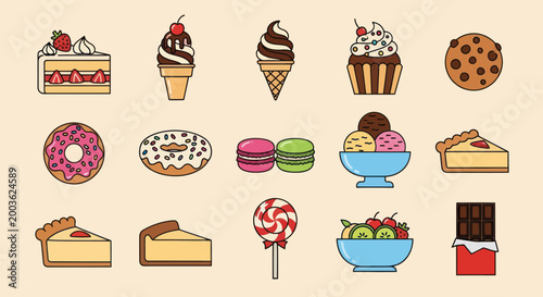 Assorted sweets and desserts illustration