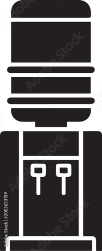 Professional Office Water Cooler Dispenser, balck icon silhouette vector