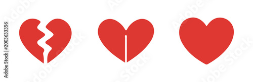 Gaming heart icons representing health levels including full half and broken states for app designs
