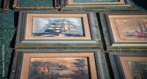 sailing ship pictures at a boot sale