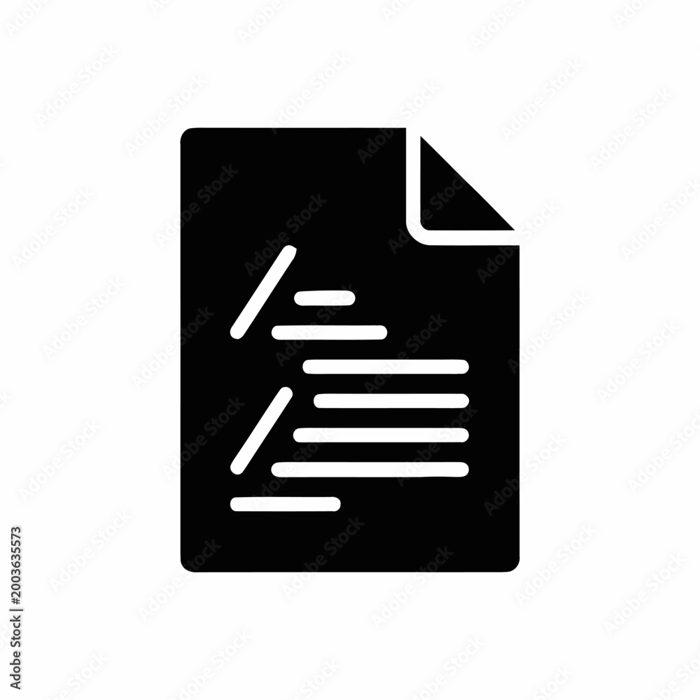 Fototapeta premium Document file icon with lines of text illustrates a digital record or data storage format for professional organizational systems and business documentation.