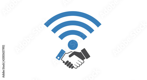 Handshake with wifi signal logo.