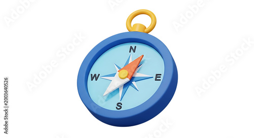Obraz na płótnie Blue compass isolated on transparent background navigation and direction tool.