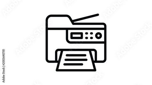Printer icon displays a modern office document processing device.