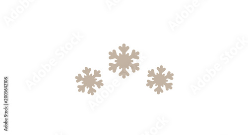 Three beige snowflakes on white background.