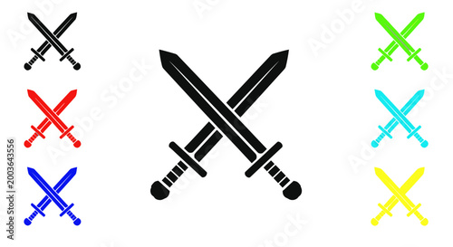 Swords crossed blades sharp weapons.