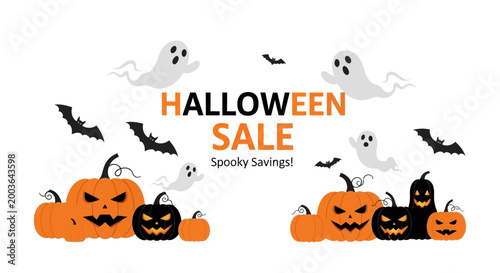 Halloween Sale - Spooky Savings with Pumpkins, Ghosts, and Bats