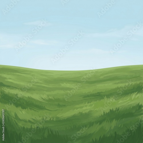 green field and blue sky