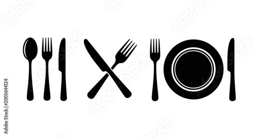 Konstfotografi Set of cutlery, plate and knife for eating, food preparation, and dining present