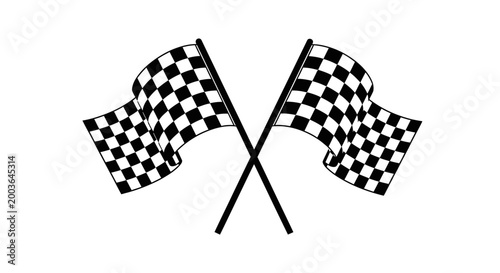 Schilderij op canvas Vector illustration of two iconic crossed black and white checkered flags, symbo