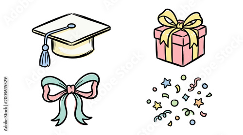 Celebrating Academic Achievements and Special Occasions with Gifts and Caps in a Joyful Setting