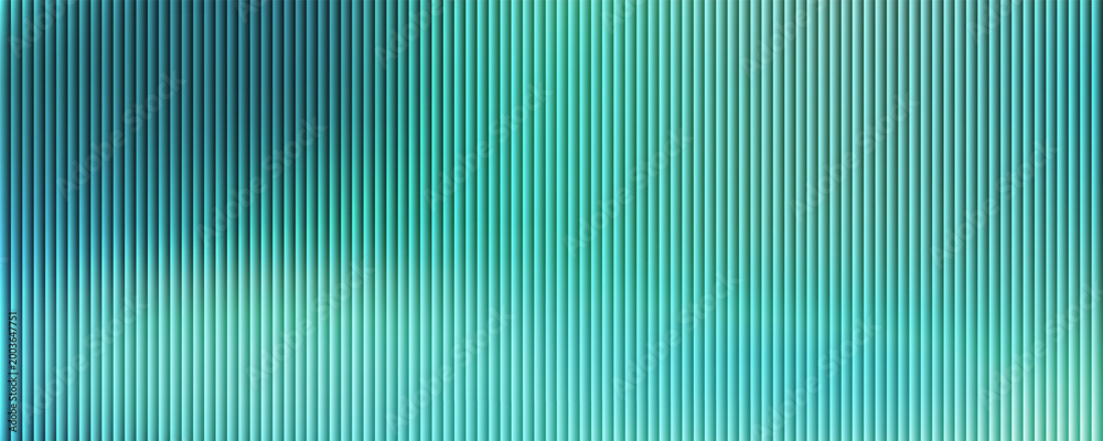 Obraz premium Abstract Panoramic Background with Teal and Emerald Green Vertical Stripes and Soft Light Gradient. Vector Illustration
