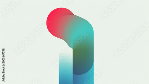 A minimalist digital art composition featuring a large red circular shape in the upper left portion