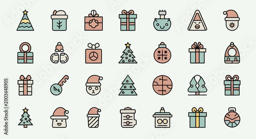Bild auf Leinwand Christmas icons set festive season symbols