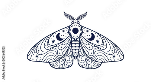 Fotografia Detailed illustration of a lunar moth.