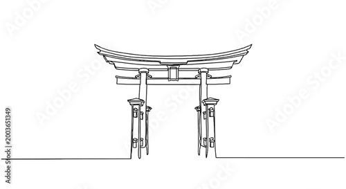 Elegant traditional Japanese torii gate illustrating cultural heritage architecture in a minimalist style