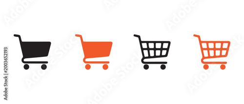 Ecommerce shopping cart icons with online retail concept