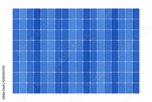 Blue solar panel grid on transparent background