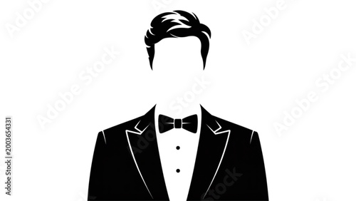 Photos Silhouette of a man wearing a black tuxedo and bow tie Vector