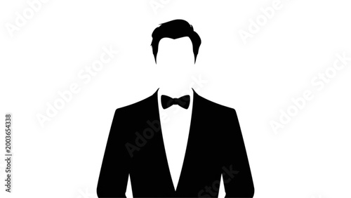Professional man in formal black suit and bow tie silhouette Vector