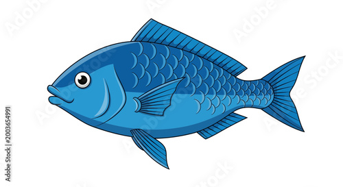 Bild auf Leinwand Vibrant Blue Fish Illustration - Marine Life and Aquatic Animal