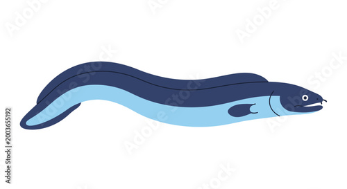 Illustration of a Blue and Light Blue Eel Swimming