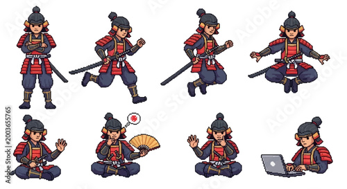 Samurai Warrior Character Poses and Actions.