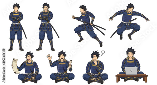 Samurai Warrior Poses Collection.