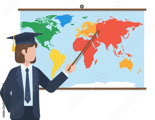 Teacher Teaching Geography Around the World on International Education Day