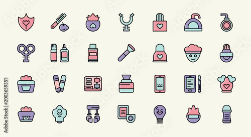 Cosmetics and beauty icons collection
